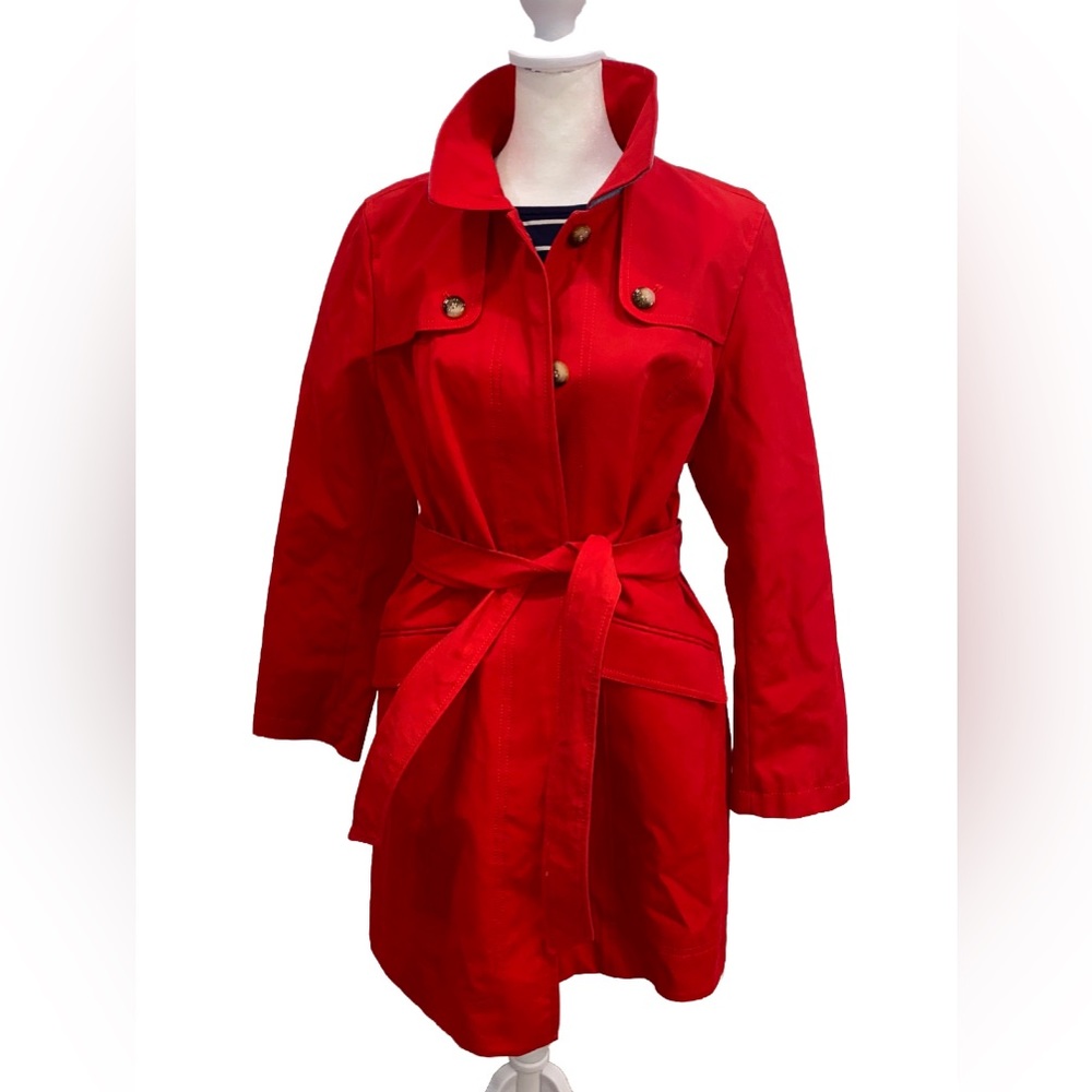 NWT -Talbots Red Belted Trenchcoat- Size 12- MSRP $189